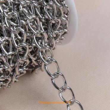 Цепочка для сумки, железная, 11×16 мм, 10±0.5 м, цвет серебряный