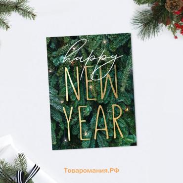 Открытка-комплимент Happy New Year ель, 8 х 6 см