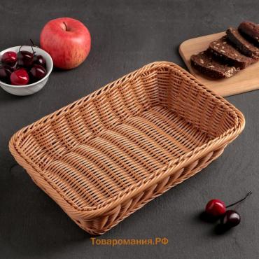 Корзинка для фруктов и хлеба  «Капучино», пластик, плетёная, 30×19.5×6 см, коричневая