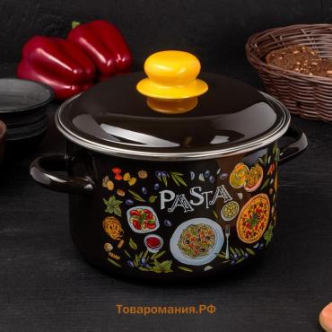 Кастрюля эмалированная Pasta, 3 л, d=18 см, цилиндрическая, индукция, чёрная