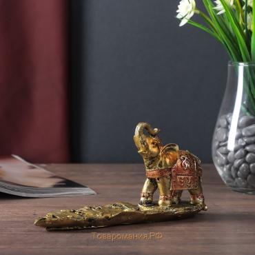Фигурка-подставка для благовоний «Слон на листе», полистоун, 9×17×5 см
