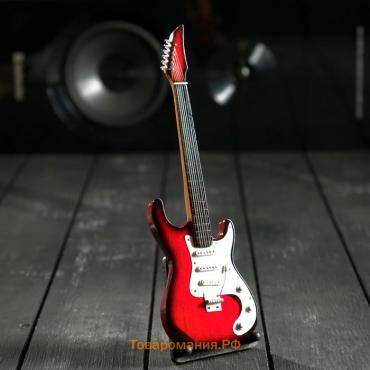 Гитара сувенирная Ibanez, на подставке, 24×8×2 см, красно-белая