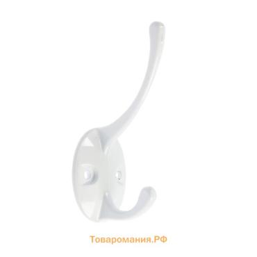 Крючок мебельный ТУНДРА TKd=002 LIGHT, двухрожковый, белый