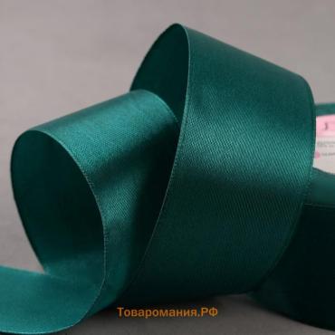 Лента атласная, 40 мм, 23±1 м, цвет изумрудный