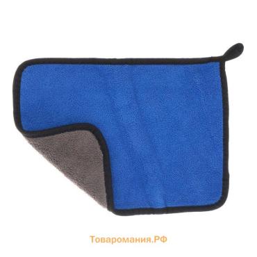 Тряпка для мытья авто, CARTAGE, микрофибра, 400г/м², 20×30 см, сине-серая