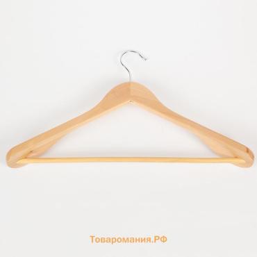 Плечики - вешалка для одежды , 45×23 см, с перекладиной, широкие плечики, светлое дерево