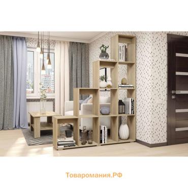 Стеллаж-перегородка для зонирования «Кантри», с полками, 1600×296×2036 мм, цвет дуб сонома