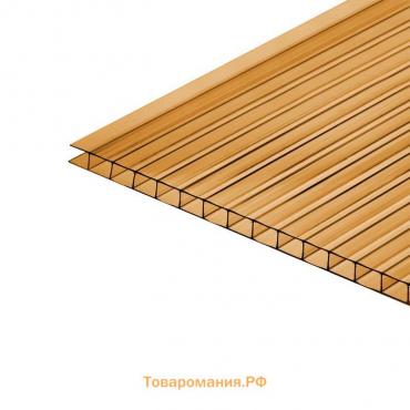 Сотовый поликарбонат, толщина 4 мм, 2.1×6 м, УФ, бронзовый
