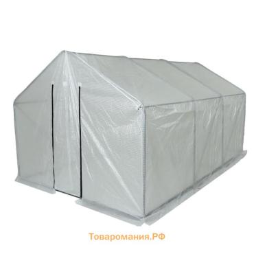 Теплица, 3,7 × 2,45 × 2,1 м, оцинкованный металл, профиль d = 25 мм, чехол из армированной плёнки 120 мкм