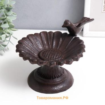 Фигурка-подставка для мелочей «Птица на ромашке», чугун, 10×17×13 см