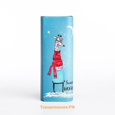Футляр для очков на магните, длина 15.5 см, с принтом «Умный жираф», голубой