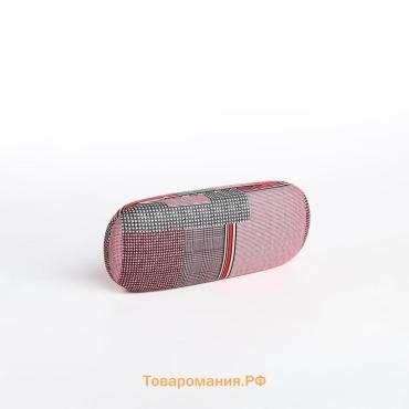 Футляр для очков на хлопушке, длина 16 см, с принтом «Геометрическая абстракция», розовый
