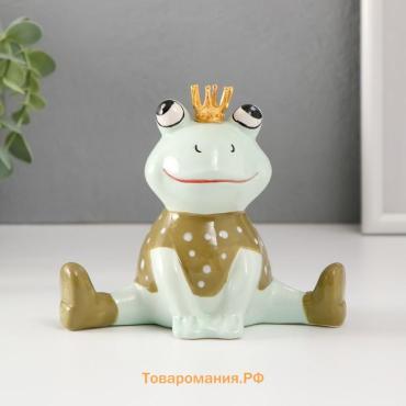 Фигурка керамика «Лягушонок в футболке в горошек, в короне», 14×7.8×11.8 см