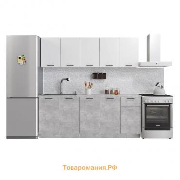 Кухонный гарнитур Simple 2000 без столешницы, Белый/Ателье светлый