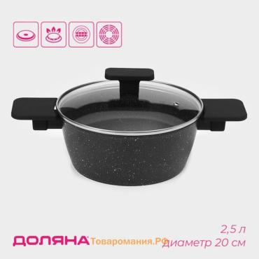 Кастрюля  «Первый дом», 2.5 л, d=20 см, с крышкой, антипригарное покрытие, индукция, нержавеющая сталь, чёрная